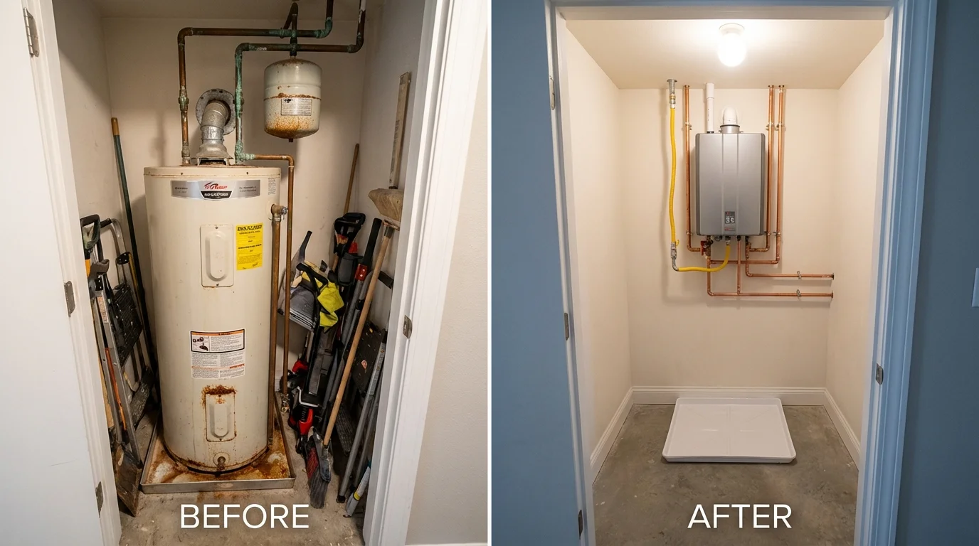 Tank water heater versus wall-mounted tankless unit comparison for Alamogordo, NM homeowners