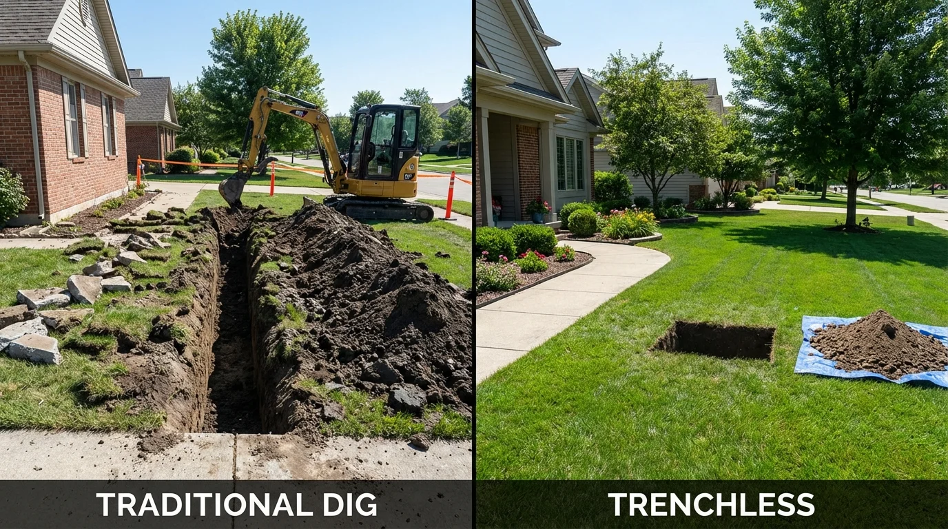 Trenchless sewer repair with minimal yard damage versus traditional excavation in Alamogordo, NM